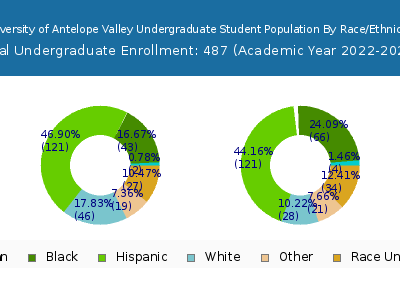 University of Antelope Valley 2023 Undergraduate Enrollment by Gender and Race chart
