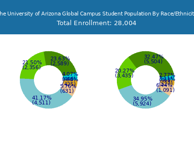 The University of Arizona Global Campus 2025 Student Population by Gender and Race chart