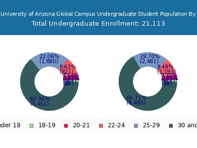 The University of Arizona Global Campus 2025 Undergraduate Enrollment Age Diversity Pie chart