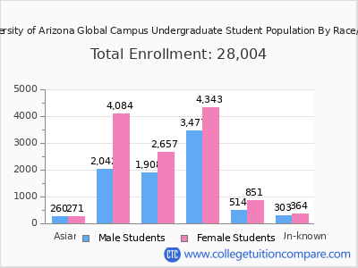 The University of Arizona Global Campus 2025 Undergraduate Enrollment by Gender and Race chart