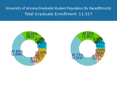 University of Arizona 2025 Graduate Enrollment by Gender and Race chart