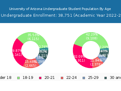 University of Arizona 2023 Undergraduate Enrollment Age Diversity Pie chart