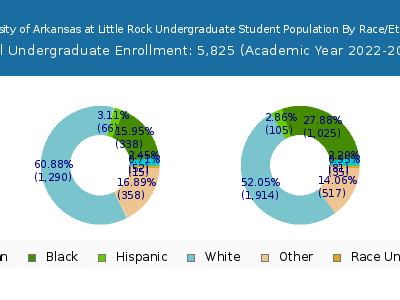 University of Arkansas at Little Rock 2023 Undergraduate Enrollment by Gender and Race chart