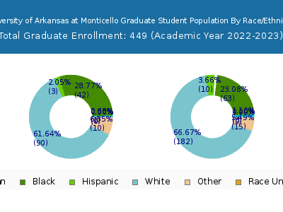 University of Arkansas at Monticello 2023 Graduate Enrollment by Gender and Race chart