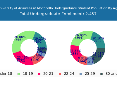 University of Arkansas at Monticello 2025 Undergraduate Enrollment Age Diversity Pie chart