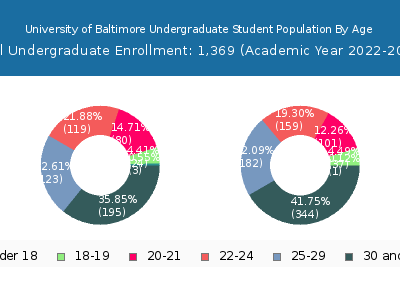 University of Baltimore 2023 Undergraduate Enrollment Age Diversity Pie chart