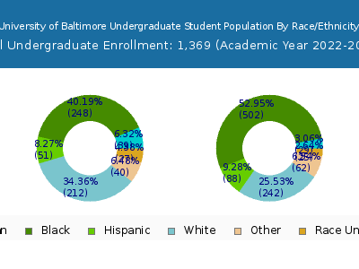 University of Baltimore 2023 Undergraduate Enrollment by Gender and Race chart