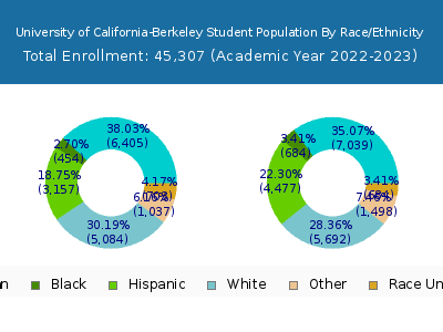 University of California-Berkeley 2023 Student Population by Gender and Race chart