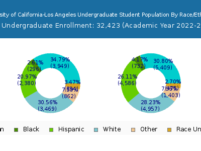 University of California-Los Angeles 2023 Undergraduate Enrollment by Gender and Race chart