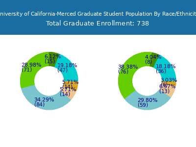 University of California-Merced 2025 Graduate Enrollment by Gender and Race chart