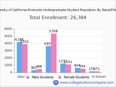 University of California-Riverside 2025 Undergraduate Enrollment by Gender and Race chart