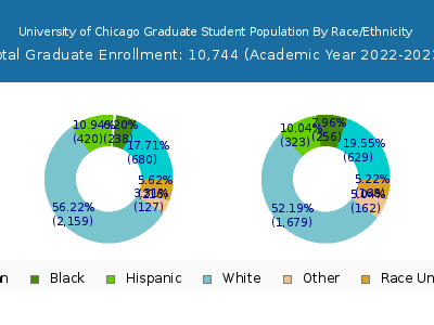 University of Chicago 2023 Graduate Enrollment by Gender and Race chart