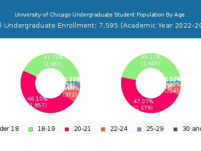 University of Chicago 2023 Undergraduate Enrollment Age Diversity Pie chart