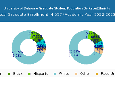 University of Delaware 2023 Graduate Enrollment by Gender and Race chart