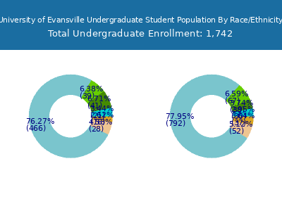 University of Evansville 2025 Undergraduate Enrollment by Gender and Race chart