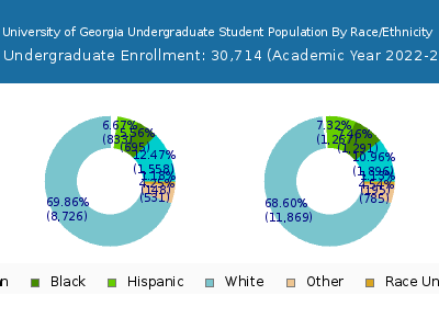University of Georgia 2023 Undergraduate Enrollment by Gender and Race chart
