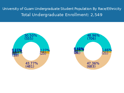 University of Guam 2025 Undergraduate Enrollment by Gender and Race chart