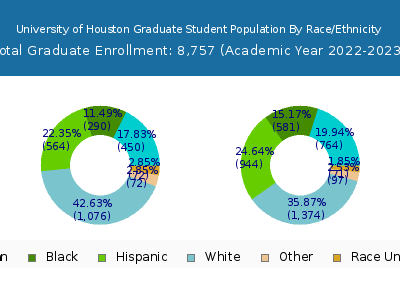 University of Houston 2023 Graduate Enrollment by Gender and Race chart