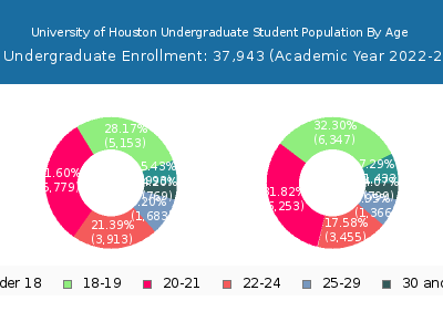 University of Houston 2023 Undergraduate Enrollment Age Diversity Pie chart