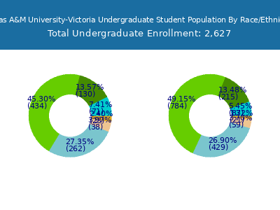 Texas A&M University-Victoria 2025 Undergraduate Enrollment by Gender and Race chart
