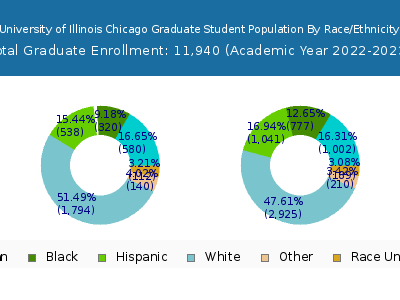 University of Illinois Chicago 2023 Graduate Enrollment by Gender and Race chart