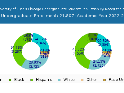 University of Illinois Chicago 2023 Undergraduate Enrollment by Gender and Race chart