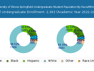 University of Illinois Springfield 2023 Undergraduate Enrollment by Gender and Race chart