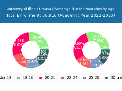 University of Illinois Urbana-Champaign 2023 Student Population Age Diversity Pie chart