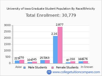 University of Iowa 2025 Graduate Enrollment by Gender and Race chart