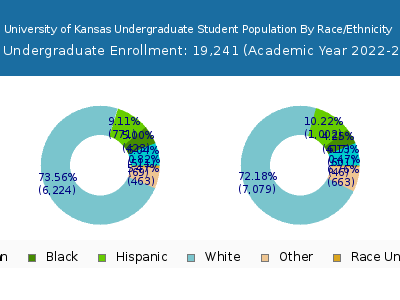 University of Kansas 2023 Undergraduate Enrollment by Gender and Race chart