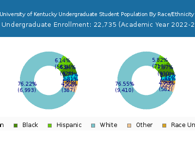 University of Kentucky 2023 Undergraduate Enrollment by Gender and Race chart