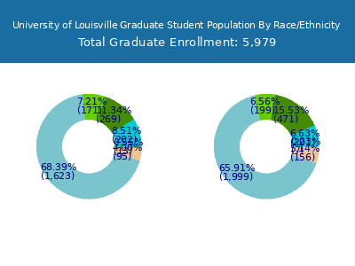 University of Louisville 2025 Graduate Enrollment by Gender and Race chart
