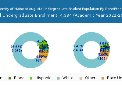 University of Maine at Augusta 2023 Undergraduate Enrollment by Gender and Race chart