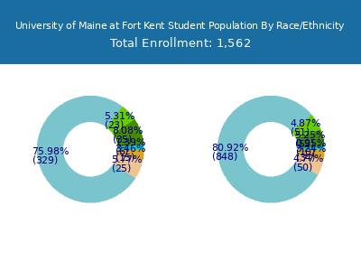 University of Maine at Fort Kent 2025 Student Population by Gender and Race chart