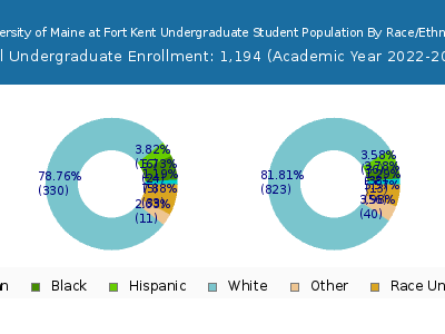 University of Maine at Fort Kent 2023 Undergraduate Enrollment by Gender and Race chart