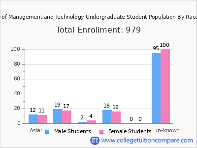 University of Management and Technology 2025 Undergraduate Enrollment by Gender and Race chart