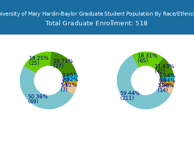 University of Mary Hardin-Baylor 2025 Graduate Enrollment by Gender and Race chart
