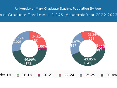 University of Mary 2023 Graduate Enrollment Age Diversity Pie chart