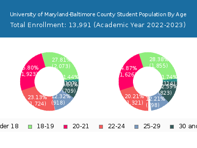 University of Maryland-Baltimore County 2023 Student Population Age Diversity Pie chart