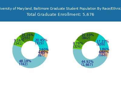 University of Maryland, Baltimore 2025 Graduate Enrollment by Gender and Race chart