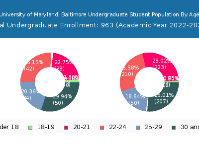 University of Maryland, Baltimore 2023 Undergraduate Enrollment Age Diversity Pie chart