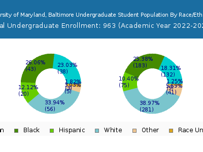 University of Maryland, Baltimore 2023 Undergraduate Enrollment by Gender and Race chart