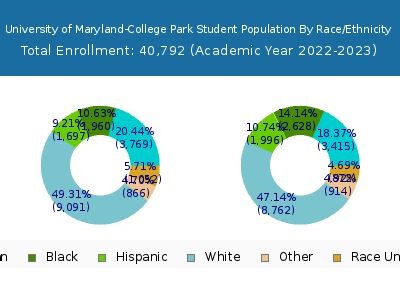 University of Maryland-College Park 2023 Student Population by Gender and Race chart