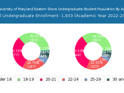 University of Maryland Eastern Shore 2023 Undergraduate Enrollment Age Diversity Pie chart