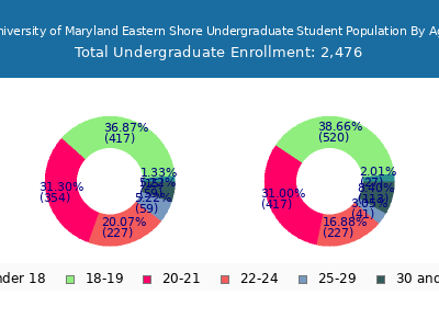 University of Maryland Eastern Shore 2025 Undergraduate Enrollment Age Diversity Pie chart