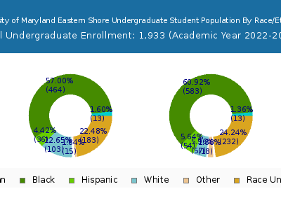 University of Maryland Eastern Shore 2023 Undergraduate Enrollment by Gender and Race chart