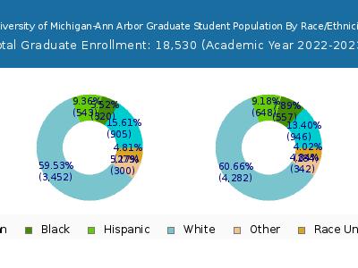 University of Michigan-Ann Arbor 2023 Graduate Enrollment by Gender and Race chart