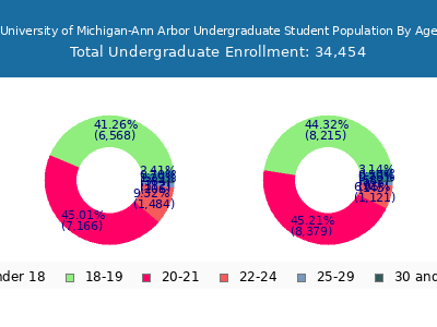 University of Michigan-Ann Arbor 2025 Undergraduate Enrollment Age Diversity Pie chart