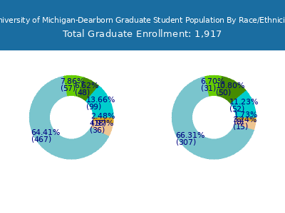 University of Michigan-Dearborn 2025 Graduate Enrollment by Gender and Race chart