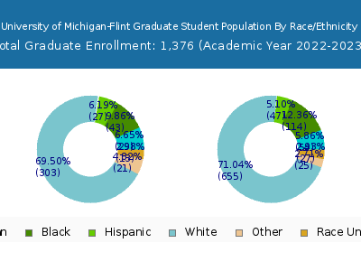 University of Michigan-Flint 2023 Graduate Enrollment by Gender and Race chart